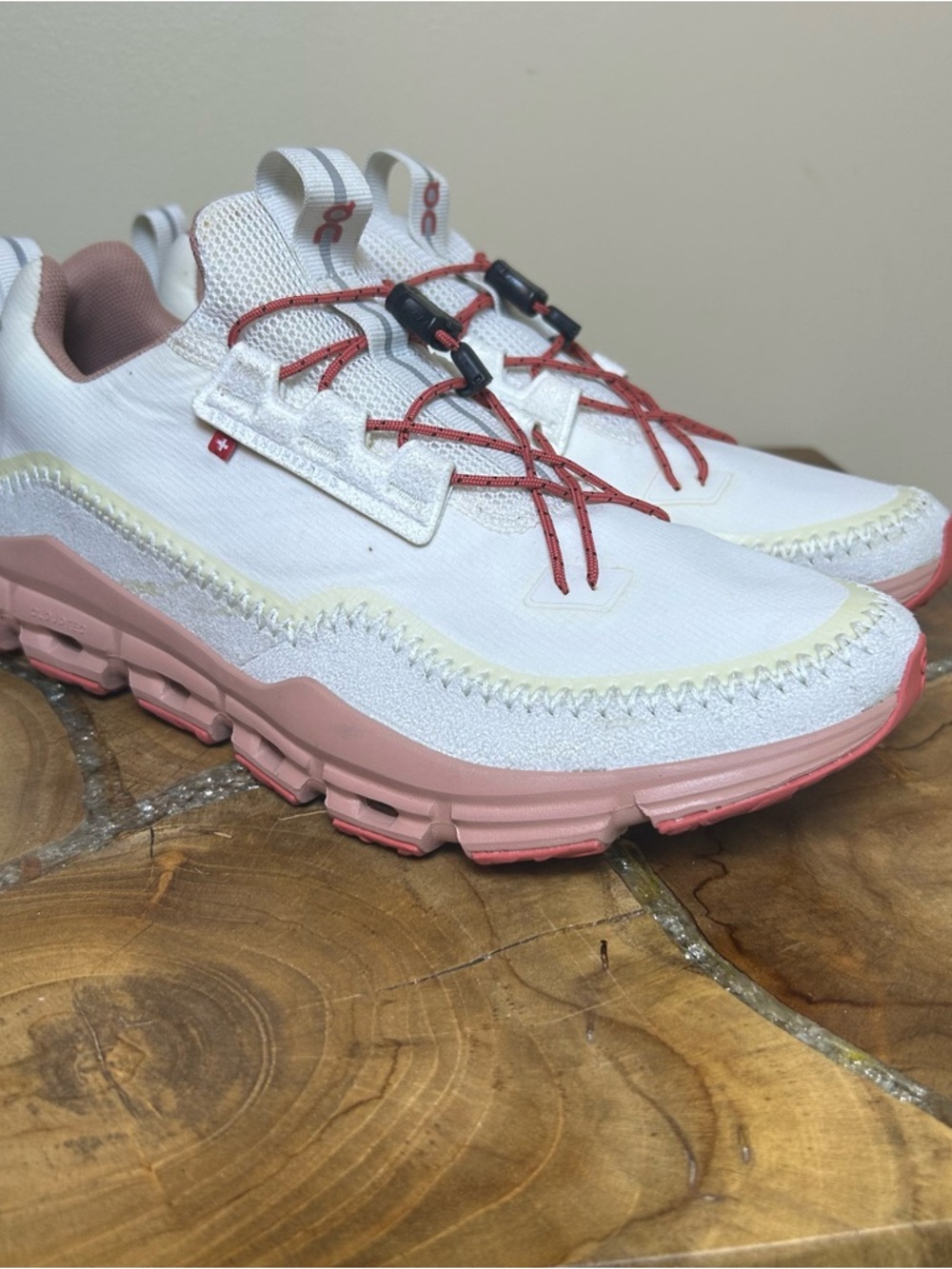 Lightweight White Athletic Sneakers with Rose Pink Accents